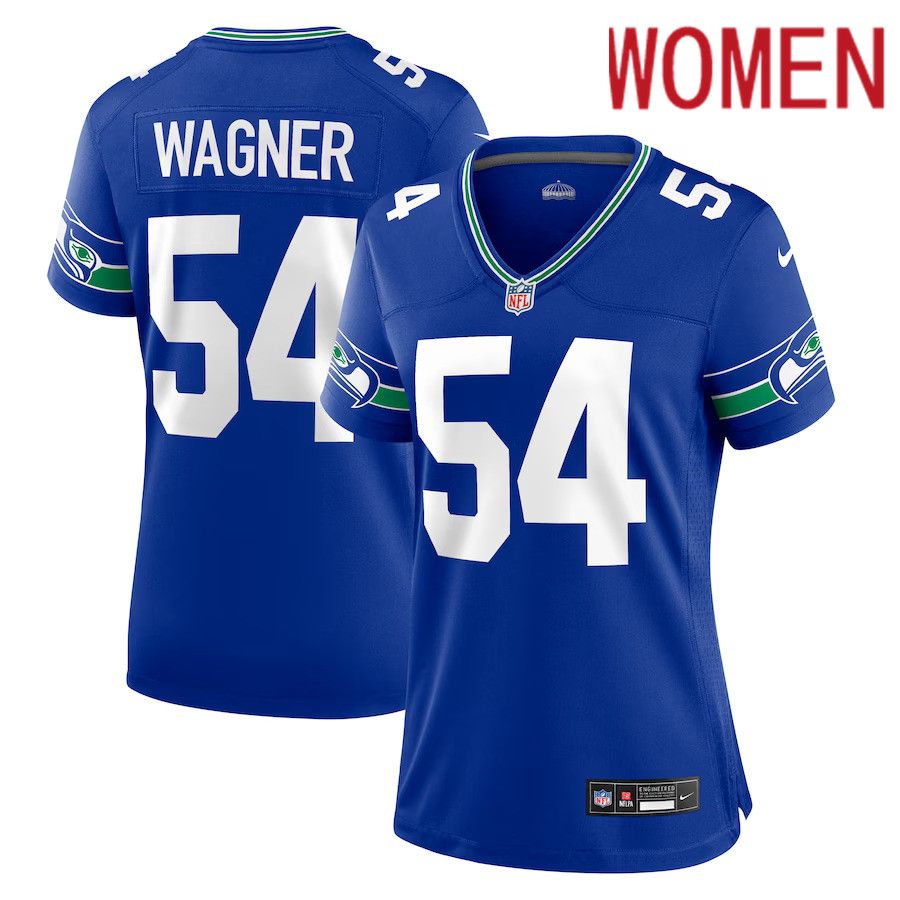Women Seattle Seahawks 54 Bobby Wagner Nike Royal Throwback Player Game NFL Jersey